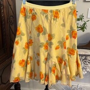 Free‎ People Women's Yellow and Orange Floral Skirt Women's size Large